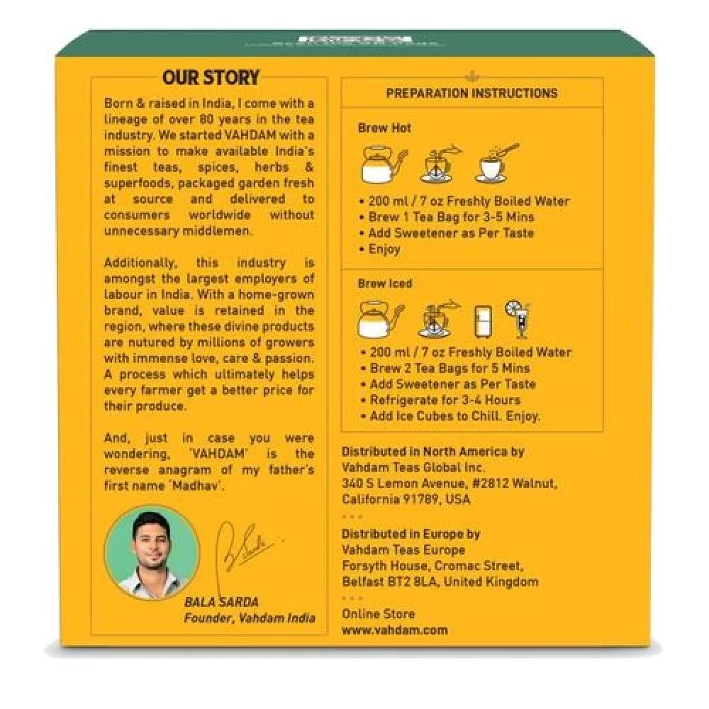 Vahdam  Organic Turmeric Ginger Herbal Tea Bags - Unique Flavour,  30 g (15 Pyramid Bags x 2 g each) -7.webp